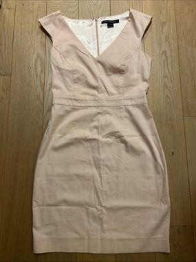 French Connection Blush Pink V-Neck Cap Sleeve Sheath Dress